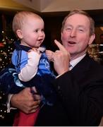 21 November 2016; Pictured at the launch of the 2016 A Season of Sundays in The Croke Park in Dublin are An Taoiseach Enda Kenny T.D. and 1 year old Dublin supporter Sadhbh O'Brien from Donaghmede. Now in its twentieth year of publication, A Season of Sundays again embraces the very heart and soul of Ireland's national games as captured by the award winning team of photographers at the Sportsfile photographic agency. With text by Alan Milton, it is a treasured record of the 2016 GAA season to be savoured and enjoyed by players, spectators and enthusiasts everywhere. Photo by Eóin Noonan/Sportsfile