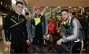 23 November 2016; Michael Quinlivan, left, of Tipperary, with Brendan Kealy, centre, and Paul Geaney, right, of Kerry ahead of their departure to Abu Dhabi, UAE, for the GAA GPA All-Stars football tour, sponsored by Opel, at Dublin Airport in Dublin. Photo by Seb Daly/Sportsfile