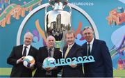24 November 2016; Pictured left to right, UEFA Executive Committee member Frantisek Laurinec, Deputy Lord Mayor of Dublin City, Councillor Dermot Lacey, An Taoiseach Enda Kenny T.D and FAI CEO John Delaney at the UEFA EURO 2020 Host City Logo Launch – Dublin at CHQ Building in North Wall Quay, Dublin. Photo by David Maher/Sportsfile