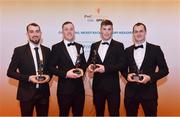 3 November 2017; Warwickshire hurlers, from left, John Collins, Dean Bruen, Paul Uniacke and Liam Watson, after collecting their Lory Meagher Champion 15 award during the PwC All Stars 2017 at the Convention Centre in Dublin. Photo by Sam Barnes/Sportsfile