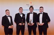 3 November 2017; Derry hurlers, from left, Paul Cleary, Darragh McCloskey, Sean Cassidy, and Gerald Bradley after collecting their Nickey Rackard Champion 15 award during the PwC All Stars 2017 at the Convention Centre in Dublin. Photo by Sam Barnes/Sportsfile