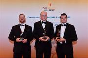 3 November 2017; Armagh hurlers, from left, Nathan Curry, Artie McGuinness and John Corvan, after collecting their Nickey Rackard Champion 15 award during the PwC All Stars 2017 at the Convention Centre in Dublin. Photo by Sam Barnes/Sportsfile