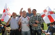 10 April 2011; Ulster supporters, from left to right, Victor Lee, Ballyclare, Paddy O'Grady, Belfast, Gareth Devine, Dungannon, Co. Tyrone, Roger Brodie, England, and Graham Lee, Belfast, at the game. Heineken Cup Quarter-Final, Northampton Saints v Ulster, stadium:mk, Milton Keynes, Buckinghamshire, England. Picture credit: Oliver McVeigh / SPORTSFILE