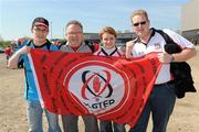 10 April 2011; Ulster supporters, from left to right, Andrew, Johnston, Sarah and Richard Reid, all from Armagh, at the game. Heineken Cup Quarter-Final, Northampton Saints v Ulster, stadium:mk, Milton Keynes, Buckinghamshire, England. Picture credit: Oliver McVeigh / SPORTSFILE