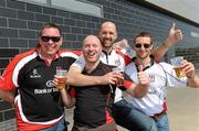 10 April 2011; Ulster supporters, from left to right, Neil Irwin, Portadown, Co. Armagh, Mark Stone, Nigel Cunningham and  Phil Towers, all from Belfast, Co. Antrim, at the game. Heineken Cup Quarter-Final, Northampton Saints v Ulster, stadium:mk, Milton Keynes, Buckinghamshire, England. Picture credit: Oliver McVeigh / SPORTSFILE