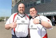 10 April 2011; Ulster supporters and brothers Stephen and Colin Crawford, from Ballymoney, Co. Antrim, at the game. Heineken Cup Quarter-Final, Northampton Saints v Ulster, stadium:mk, Milton Keynes, Buckinghamshire, England. Picture credit: Oliver McVeigh / SPORTSFILE
