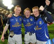 13 April 2011; Cavan players, from left, Damian Barkey, Conor McClarey and Kevin Meehanx celebrate after the game. Cadbury Ulster GAA Football Under 21 Championship Final, Cavan v Tyrone, Brewster Park, Enniskillen, Co. Fermanagh. Picture credit: Oliver McVeigh / SPORTSFILE
