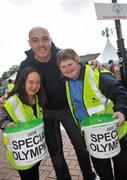 15 April 2011; DJ Ray Shah of Dublin's Q102 with Special Olympics collectors Mei Lin Yap, from Goatstown, Dublin, left, and Sile Maguire, from Marino, Dublin, during the Special Olympics Ireland’s annual collection day. This is the biggest annual fundraising event in aid of Special Olympics Ireland. Grafton Street, Dublin. Picture credit: Brian Lawless / SPORTSFILE