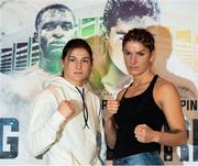 24 November 2016; Boxers Katie Taylor and Karina Kopinska pose following a press conference ahead of the Big City Dreams boxing event at The Landmark Hotel in London, England. Photo by Stephen McCarthy/Sportsfile