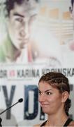 24 November 2016; Karina Kopinska during a press conference ahead of the Big City Dreams boxing event at The Landmark Hotel in London, England. Photo by Stephen McCarthy/Sportsfile