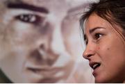 24 November 2016; Boxer Katie Taylor during a press conference ahead of the Big City Dreams boxing event at The Landmark Hotel in London, England. Photo by Stephen McCarthy/Sportsfile