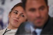 24 November 2016; Boxer Katie Taylor, left, and promoter Eddie Hearn during a press conference ahead of the Big City Dreams boxing event at The Landmark Hotel in London, England. Photo by Stephen McCarthy/Sportsfile