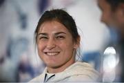 24 November 2016; Boxer Katie Taylor during a press conference ahead of the Big City Dreams boxing event at The Landmark Hotel in London, England. Photo by Stephen McCarthy/Sportsfile