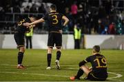 24 November 2016; Dundalk players, from left, Robbie Benson, Brian Gartland and Dean Shiels at the end of the UEFA Europa League Group D Matchday 5 match between Dundalk and AZ Alkmaar at Tallaght Stadium in Tallaght, Co. Dublin. Photo by David Maher/Sportsfile