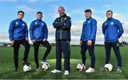 25 November 2016; FAI ETB manager Trevor Lovell, centre, with players, from left, Dean Longhi, James Donna, Eoghan Morgan and Jamie Wilson during the FAI ETB Football Academy Photocall at the FAI National Training Centre in Abbotstown, Dublin. Photo by David Maher/Sportsfile