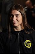 25 November 2016; Katie Taylor during the official weigh-in at the Hilton London Wembley Hotel. She will fight Karina Kopinska in her professional debut on Novemeber 26, 2016 at the Wembley Arena in London, England. Photo by Stephen McCarthy/Sportsfile