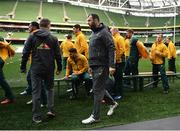 25 November 2016; Australia head coach Michael Chieka with his team during the captain's run at the Aviva Stadium in Dublin. Photo by Ramsey Cardy/Sportsfile