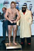 25 November 2016; Lloyd Ellett during the official weigh-in at the Hilton London Wembley Hotel prior to the Big City Dreams boxing event at the Wembley Arena in London, England. Photo by Stephen McCarthy/Sportsfile