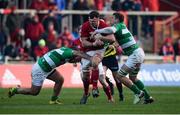 26 November 2016; Robin Copeland of Munster is tackled by Davide Giazzon and Marco Barbini of Benetton Treviso during the Guinness PRO12 Round 9 match between Munster and Benetton Treviso at Thomond Park in Limerick. Photo by Diarmuid Greene/Sportsfile