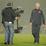 29 March 2011; Northern Ireland manager Nigel Worthington under the spotlight of the cameras at the end of the game. EURO2012 Championship Qualifier, Northern Ireland v Slovenia, Windsor Park, Belfast, Co. Antrim. Picture credit: Oliver McVeigh / SPORTSFILE