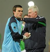 29 March 2011; Northern Ireland manager Nigel Worthington with Lee Camp after the game. EURO2012 Championship Qualifier, Northern Ireland v Slovenia, Windsor Park, Belfast, Co. Antrim. Picture credit: Oliver McVeigh / SPORTSFILE