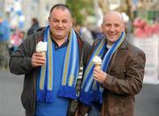 16 April 2011; Leinster supporters Paddy Brady, left, and Tony Doyle, from Gorey, Co. Wexford, at the game. Celtic League, Leinster v Ulster, RDS, Ballsbridge, Dublin. Picture credit: Stephen McCarthy / SPORTSFILE