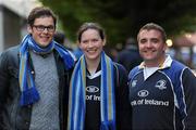 16 April 2011; Leinster supporters, from left, Christian Aderman, Eva O'Grady and Bref Kennedy, from Dalkey, Dublin, at the game. Celtic League, Leinster v Ulster, RDS, Ballsbridge, Dublin. Picture credit: Stephen McCarthy / SPORTSFILE