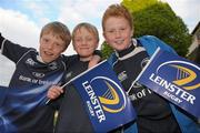 16 April 2011; Leinster supporters, from left to right, Cathal Devanny, Senan O'Shea and Dylan Keogh, from Terenure, Co. Dublin, at the game. Celtic League, Leinster v Ulster, RDS, Ballsbridge, Dublin. Photo by Sportsfile