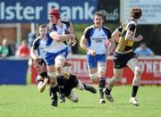 17 April 2011; Ian Nagle, Cork Constitution, is tackled by Aaron Carroll, Young Munster. Ulster Bank League, Division 1, Semi-Final, Cork Constitution v Young Munster, Temple Hill, Cork. Picture credit: Ken Sutton / SPORTSFILE