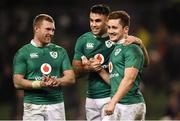 26 November 2016; Ireland players, from left, Keith Earls, Conor Murray and Paddy Jackson after the Autumn International match between Ireland and Australia at the Aviva Stadium in Dublin. Photo by Matt Browne/Sportsfile