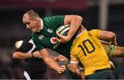 26 November 2016; Bernard Foley of Australia tackles Devin Toner of Ireland for which he was shown a yellow card during the Autumn International match between Ireland and Australia at the Aviva Stadium in Dublin. Photo by Brendan Moran/Sportsfile