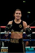 26 November 2016; Katie Taylor celebrates after her Super-Featherweight fight with Karina Kopinska at Wembley Arena in London, England. Photo by Stephen McCarthy/Sportsfile