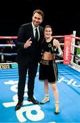 26 November 2016; Katie Taylor celebrates with Promoter Eddie Hearn following her Super-Featherweight fight with Karina Kopinska at Wembley Arena in London, England. Photo by Stephen McCarthy/Sportsfile