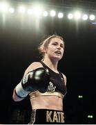 26 November 2016; Katie Taylor celebrates after her Super-Featherweight fight with Karina Kopinska at Wembley Arena in London, England. Photo by Stephen McCarthy/Sportsfile