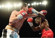 26 November 2016; Andrea Scarpa, left, exchanges punches with Ohara Davies during their WBC Silver Super-Lightweight Championship fight at Wembley Arena in London, England. Photo by Stephen McCarthy/Sportsfile