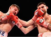 26 November 2016; John Wayne Hibbert, left, exchanges punches with Martin Gethin during their IBF International Super Lightweight Championship fight at Wembley Arena in London, England. Photo by Stephen McCarthy/Sportsfile