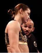 26 November 2016; Katie Taylor with trainer Ross Enamait during her Super-Featherweight fight with Karina Kopinska at Wembley Arena in London, England. Photo by Stephen McCarthy/Sportsfile