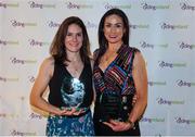 26 November 2016; Katie-George Dunleavy and Eve McCrystal receive an award for Outstanding Achievement during the Cycling Ireland Awards at the Crowne Plaza Hotel, Dublin. Photo by Stephen McMahon/Sportsfile