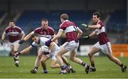 27 November 2016; Tomas Quinn of St. Vincent's is tackled by Conan Brady, left, and Patrick Fox of St. Columbas during the AIB Leinster GAA Football Senior Club Championship Semi-Final game between St. Columbas and St. Vincent's at Glennon Bros Pearse Park in Longford. Photo by Ramsey Cardy/Sportsfile