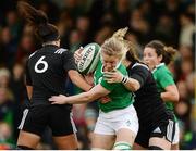 27 November 2016; Claire Molloy of Ireland is tackled by Fiao'o Faamausili, right, and Charmaine Smith of New Zealand during the Women's Autumn International match between Ireland and New Zealand at the Belfield Bowl in UCD, Belfield, Dublin. Photo by Eóin Noonan/Sportsfile