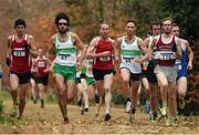 27 November 2016; A general view of the field including top three finishers, from left, third place Mark Hanrahan (21), Leevale A.C., second place Mick Clohisey (47), Raheny Shamrock A.C, and eventual winner Mark Christie (220), Mullingar Harriers, during the Senior Men's race in the Irish Life Health National Cross Country Championships at the National Sports Campus in Abbotstown, Co Dublin. Photo by Cody Glenn/Sportsfile