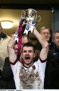 27 November 2016; Francis McEldowney of Slaughtneil holds aloft the Seamus McFerran cup after the AIB Ulster GAA Football Senior Club Championship Final game between Slaughtneil and Kilcoo at the Athletic Grounds in Armagh. Photo by Oliver McVeigh/Sportsfile