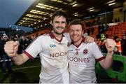 27 November 2016; Christopher McKaigue, left, and Paul Bradley of Slaughtneil celebrates after the AIB Ulster GAA Football Senior Club Championship Final game between Slaughtneil and Kilcoo at the Athletic Grounds in Armagh. Photo by Oliver McVeigh/Sportsfile