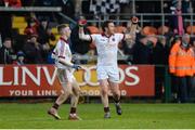 27 November 2016; Paul Bradley of Slaughtneil, right, celebrates after scoring the final point in the AIB Ulster GAA Football Senior Club Championship Final game between Slaughtneil and Kilcoo at the Athletic Grounds in Armagh. Photo by Oliver McVeigh/Sportsfile