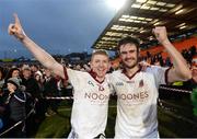27 November 2016; Christopher Bradley, left, and Christopher McKaigue of Slaughtneil celebrate after the AIB Ulster GAA Football Senior Club Championship Final game between Slaughtneil and Kilcoo at the Athletic Grounds in Armagh. Photo by Oliver McVeigh/Sportsfile