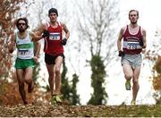 27 November 2016; The top three finishers in the Senior Men's race, eventual winner Mark Christie, right, Mullingar Harriers, Co Westmeath, second place Mick Clohisey, Raheny Shamrock A.C., Co Dublin, and third place Mark Hanrahan, Leevale A.C., Co Cork, during the Senior Men's race in the Irish Life Health National Cross Country Championships at the National Sports Campus in Abbotstown, Co Dublin. Photo by Cody Glenn/Sportsfile