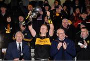 27 November 2016; A handle breaks off the cup as Dr Crokes captain Johnny Buckley lifts the cup after the AIB Munster GAA Football Senior Club Championship Final between Dr. Crokes and The Nire at Mallow GAA Complex in Mallow, Co Cork. Photo by Diarmuid Greene/Sportsfile