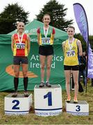 27 November 2016; Top three finishers in the Senior Women's race, from left, second place Kerry O'Flaherty, Newcaslte and District A.C., Co Down, first place Shona Heaslip, An Riocht A.C., Co Kerry, and third place Ciara Mageean, UCD, Co Dublin following the Senior Women's race during the Irish Life Health National Cross Country Championships at the National Sports Campus in Abbotstown, Co Dublin. Photo by Cody Glenn/Sportsfile