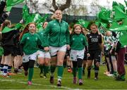27 November 2016; Ireland captain Niamh Briggs leads her team out to the pitch before the Women's Autumn International match between Ireland and New Zealand at the Belfield Bowl in UCD, Belfield, Dublin. Photo by Eóin Noonan/Sportsfile