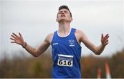 27 November 2016; Charlie O'Donovan, Leevale A.C., Co Cork, celebrates a second place finish in the Under 18 Boys' race during the Irish Life Health National Cross Country Championships at the National Sports Campus in Abbotstown, Co Dublin.  Photo by Cody Glenn/Sportsfile
